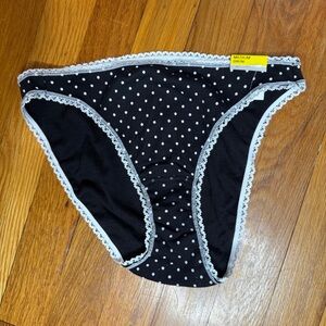 Charter Club Black & White Polka Dot Lace Trim Bikini Underwear Size Medium